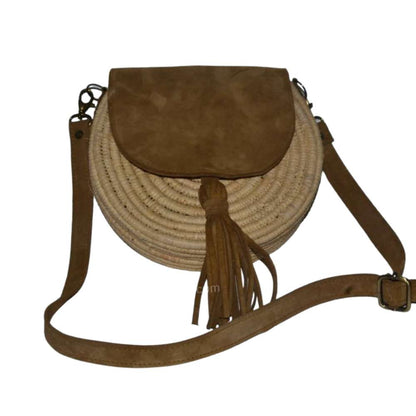 Round Bag of raffia Suede-0