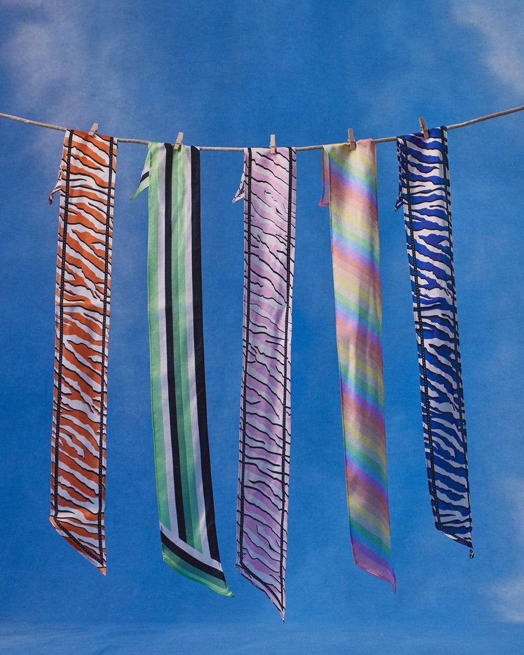 Henley Silk Stripe Neck Scarf Mint Green-1