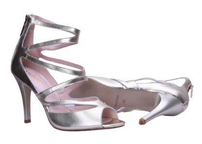Scarlet - Silver Stiletto High Heel Sandals-3