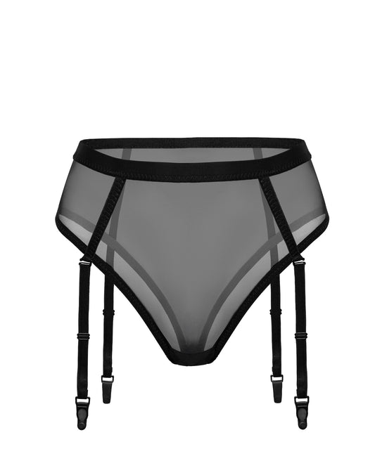 High Waist Sheer Garter Thong, Citala-0