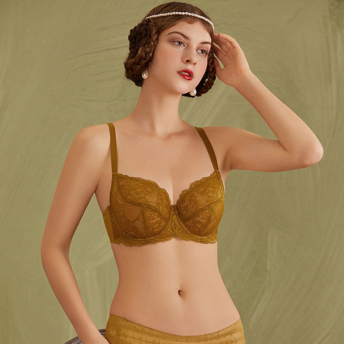 Sheer Lace Full Coverage Minimizer Underwire Bra-5