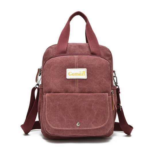 Leisure Canvas Shoulder Bag Wearproof Multi-functional Backpack-0