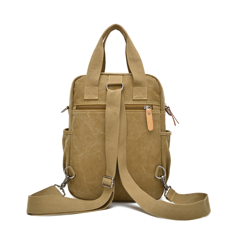 Leisure Canvas Shoulder Bag Wearproof Multi-functional Backpack-4