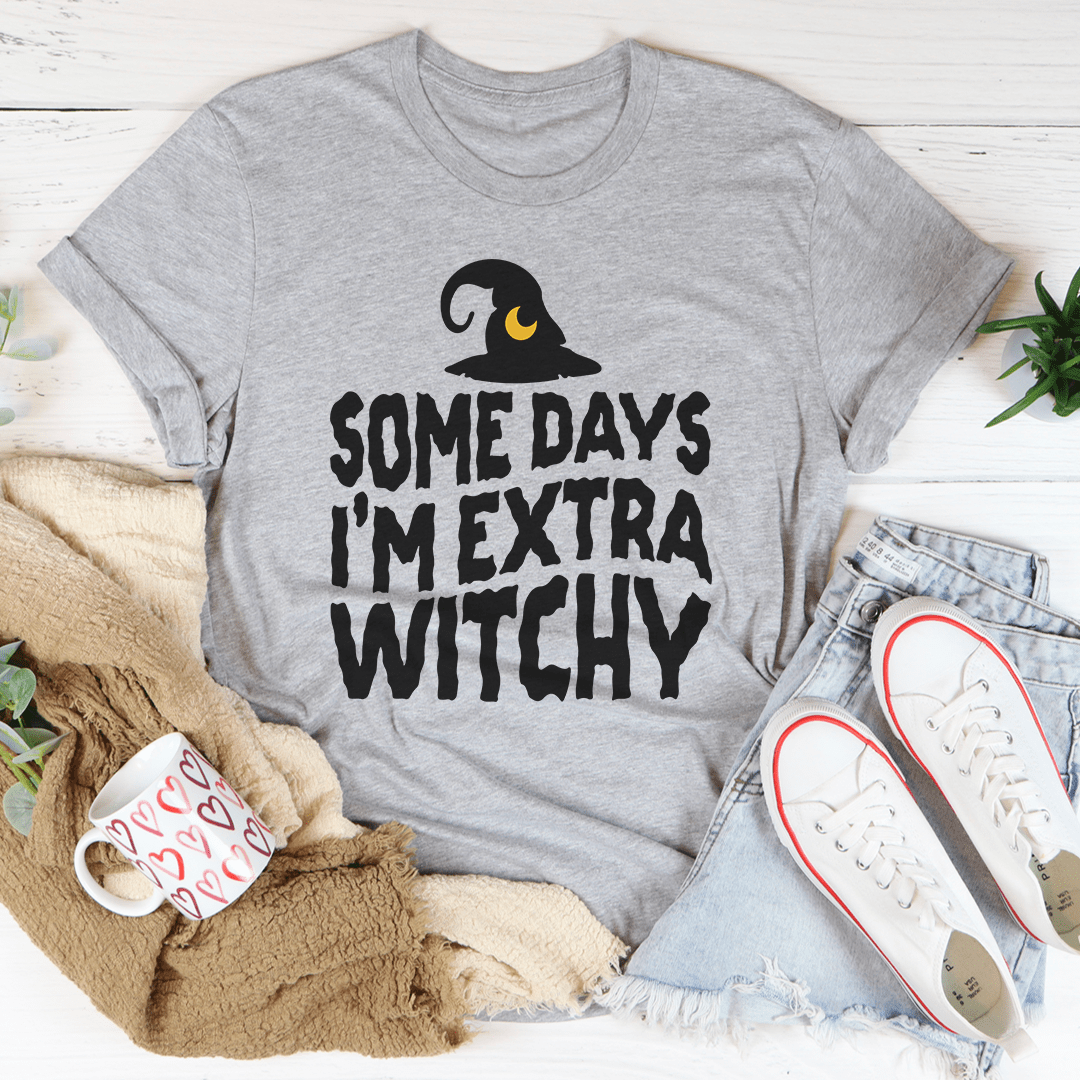 Extra witchy cotton graphic T-shirt in heather peach, printed design on the chest.