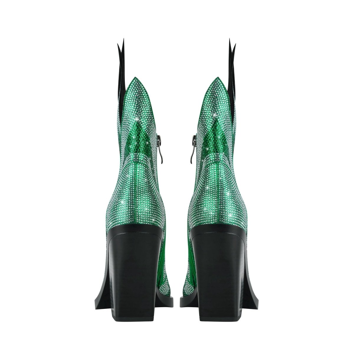 Sparkling Rhinestone Flame Pointed Toe Boots-3