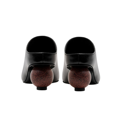 Sphere Heel Leather Pointed Mules-3