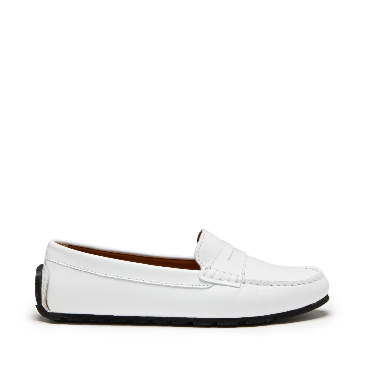 Women's Tyre Sole Penny Loafers, white leather-0
