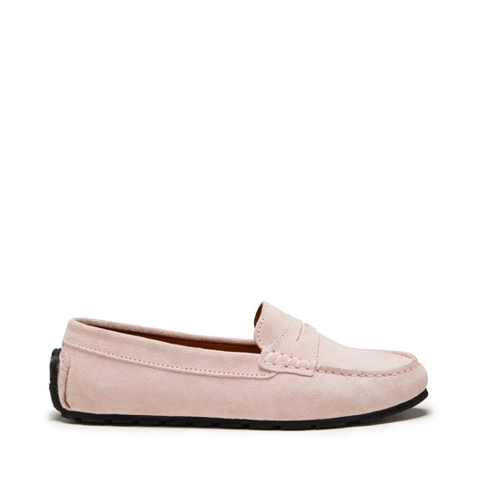 Women's Tyre Sole Penny Loafers, ice pink suede-0