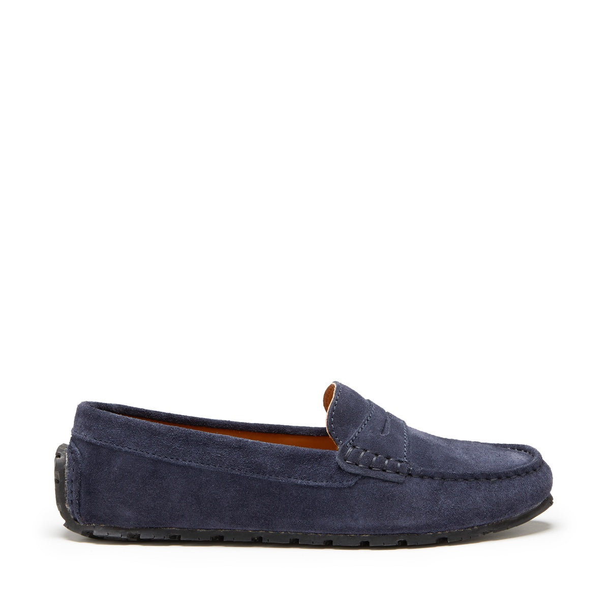 Women's Tyre Sole Penny Loafers, navy blue suede-0