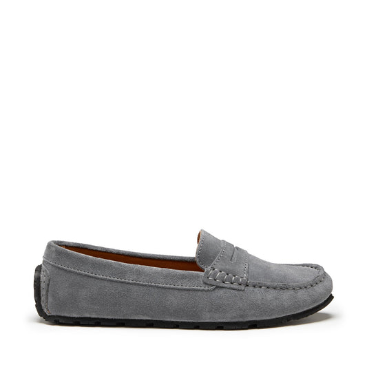 Women's Tyre Sole Penny Loafers, slate grey suede-0