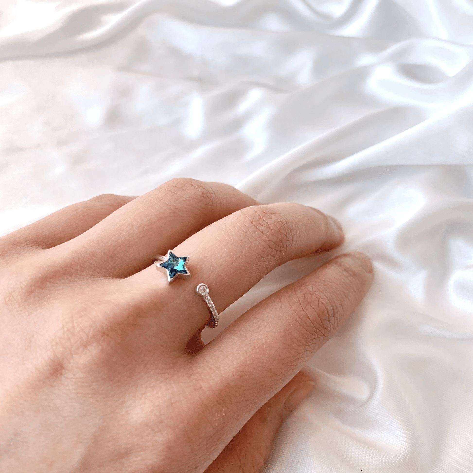 Rainbow Crystal Adjustable Star Ring-0