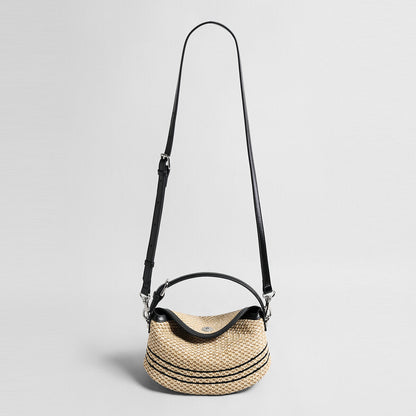 Striped Woven Straw Hobo Bag – Marte Grass Leather Trim Crossbody with Dual Straps-2