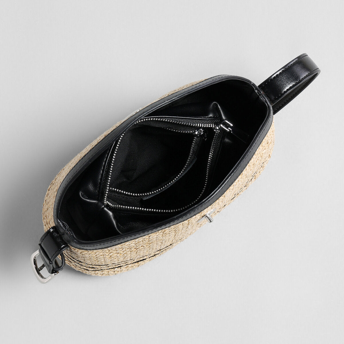 Striped Woven Straw Hobo Bag – Marte Grass Leather Trim Crossbody with Dual Straps-3
