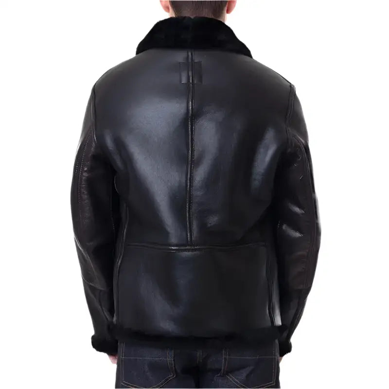 Mens Black Sheepskin B3 Jacket-1
