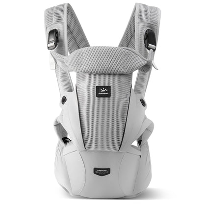 Black hip seat carrier with a wide waist belt and buckle.