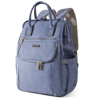Diaper backpack with the removable insulated bottle pockets fitted.