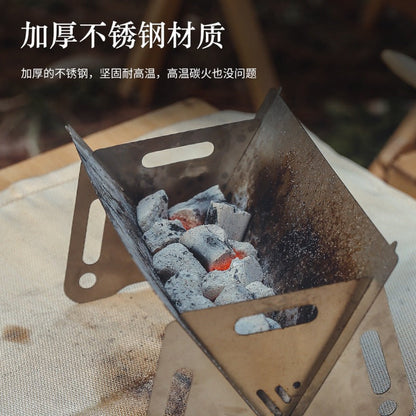 Portable Folding Barbecue Grill Heating Stoves Multifunction Camping BBQ Grill Rack Net Firewood Stove Stainless steel BBQ Grill-1