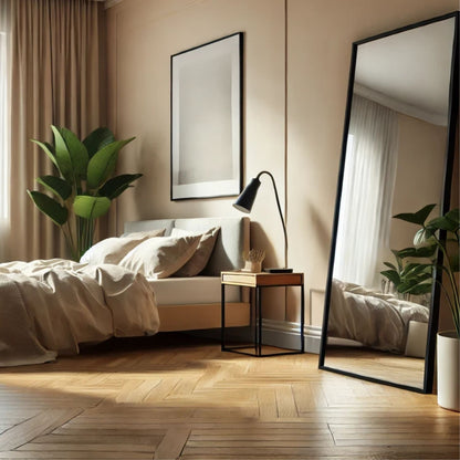 Takara - Full Length Leaner Black Metal Rectangle Mirror - 180cm x 60cm-0
