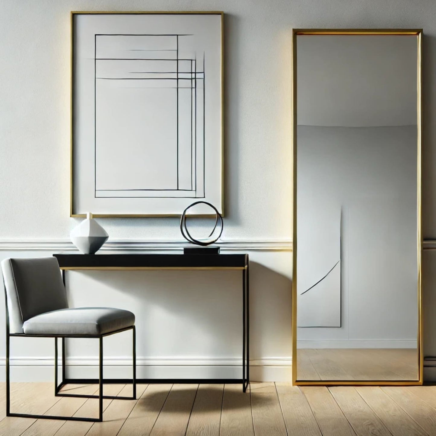 Takara- Full Length Leaner Gold Metal Rectangle Mirror - 160cm x 60cm