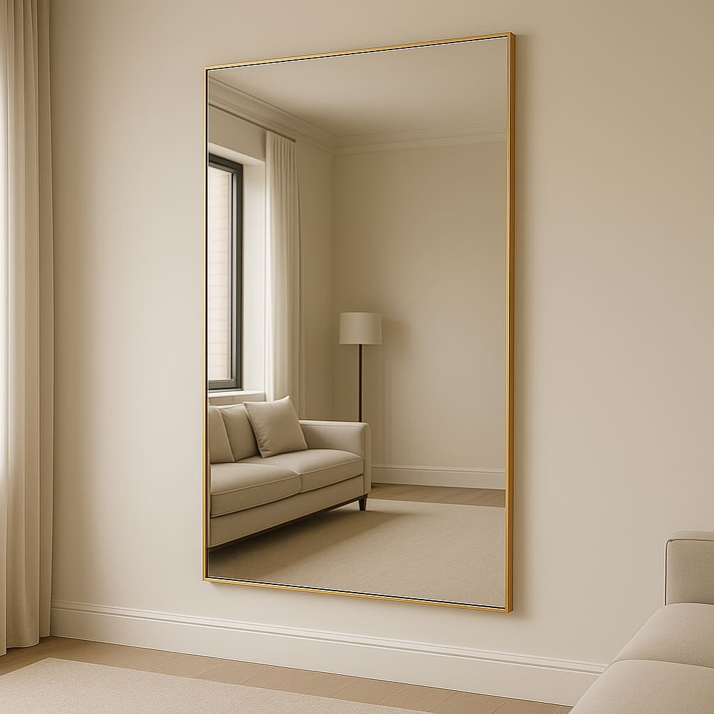 Takara - Full Length Leaner Gold Metal Rectangle Mirror - 180cm x 105cm-0