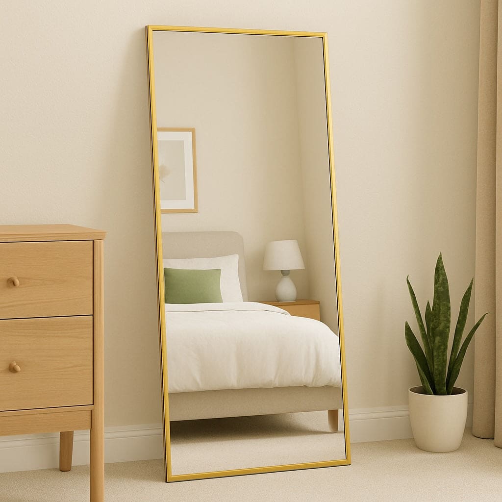 Takara - Full Length Leaner Gold Metal Rectangle Mirror - 180cm x 90cm-0