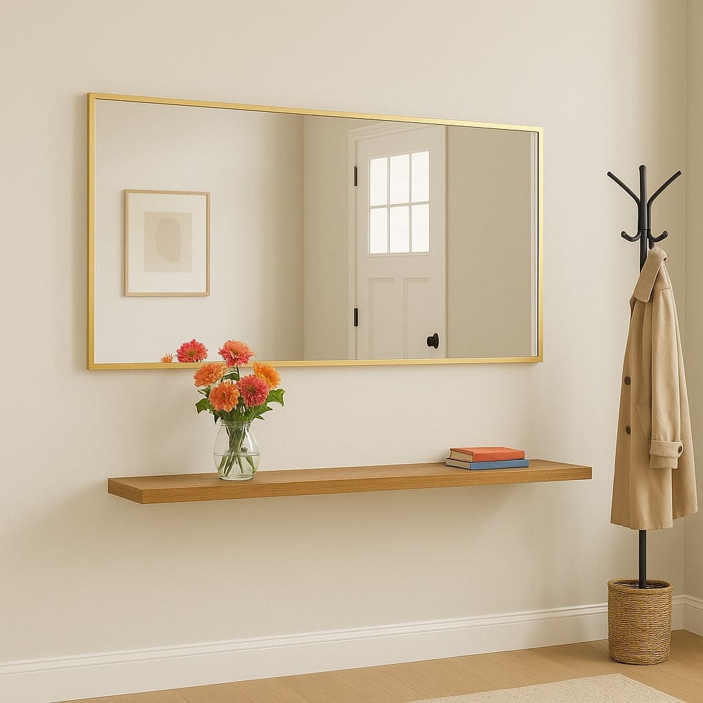 Takara - Full Length Leaner Gold Metal Rectangle Mirror - 180cm x 90cm-1