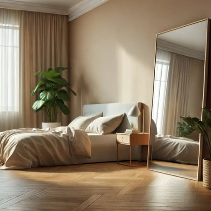 Takara - Full Length Leaner Gold Metal Rectangle Mirror - 180cm x 90cm-3