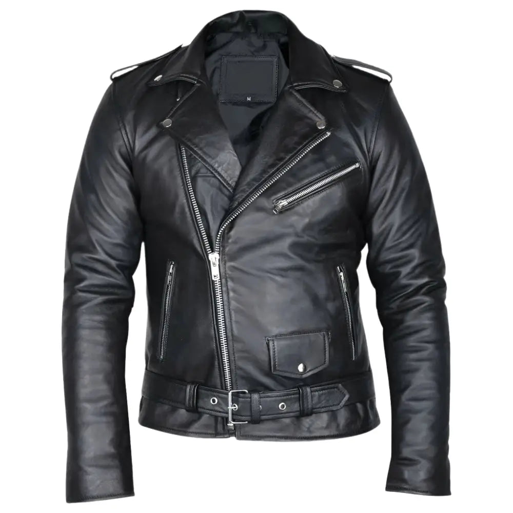 Men’s Tan Brown & Black Fashion Leather Jacket-4