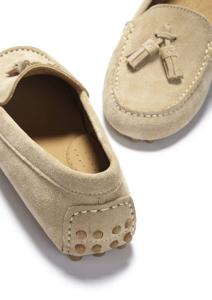 Women's Tasselled Driving Loafers, taupe suede-4