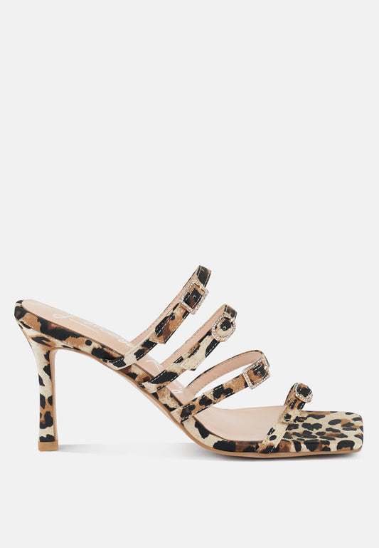 Times Up Diamante Buckle Mid Heel Sandals-0