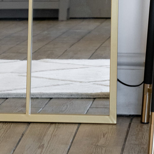 Tomi - Full Length Gold Metal Arched Lattice Window Mirror - 180cm x 105cm.-1
