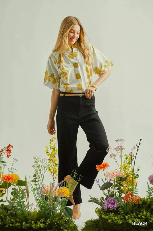 Umgee Button Stretched Pants-0
