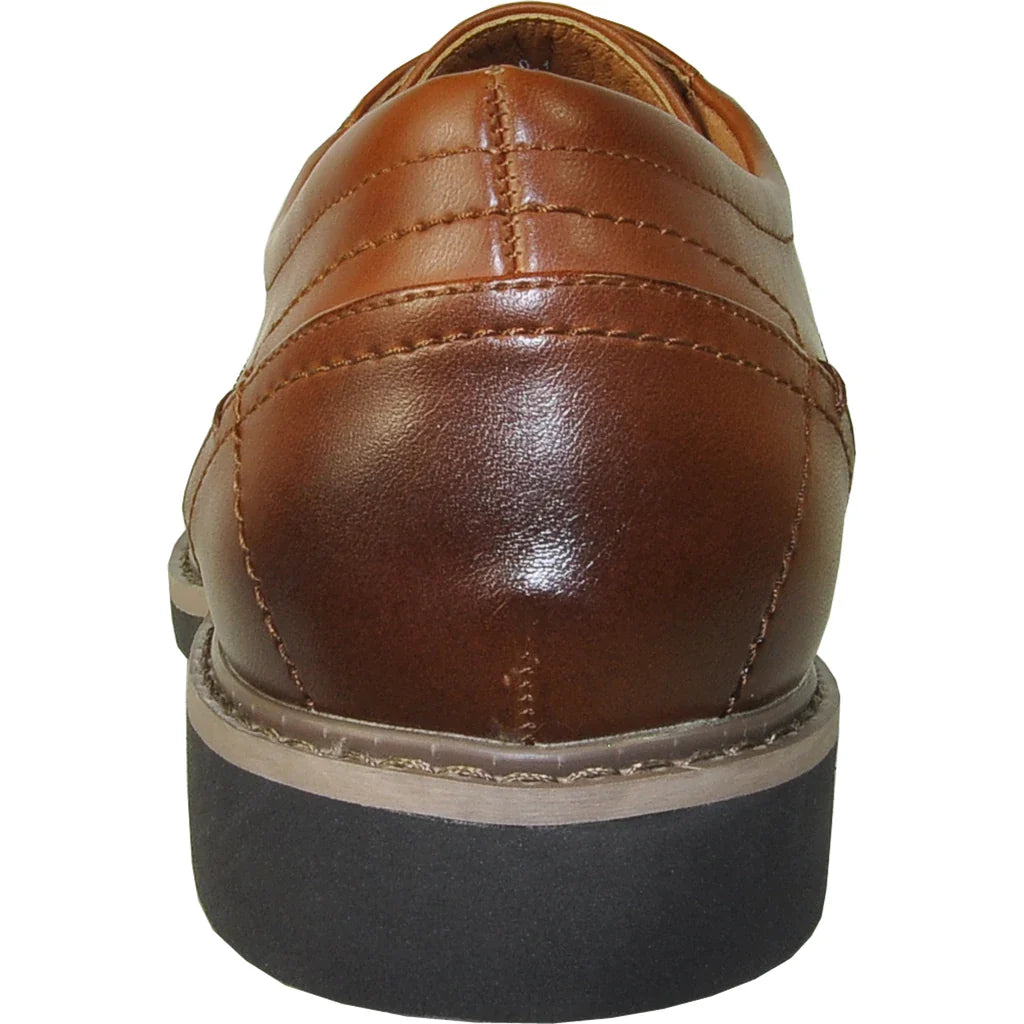 Matte brown oxford dress shoe in a smooth finish.