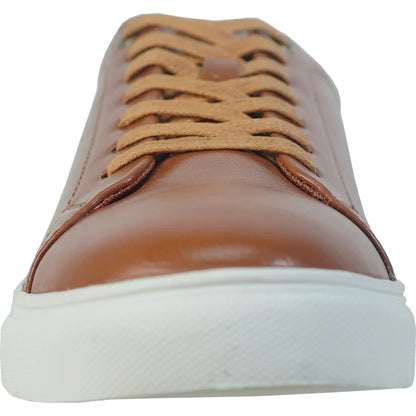 Cognac brown oxford sneaker, a men's lace-up style.