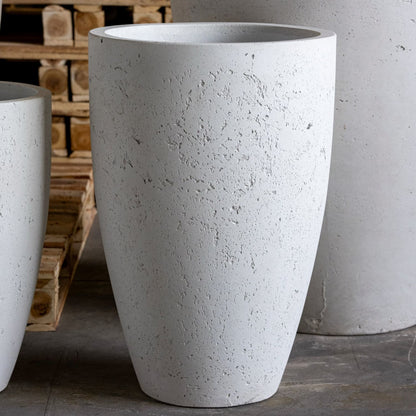 Vessara | White Mist – 52cm Large Tall Concrete Planter – 15L Round Plant Pot-1
