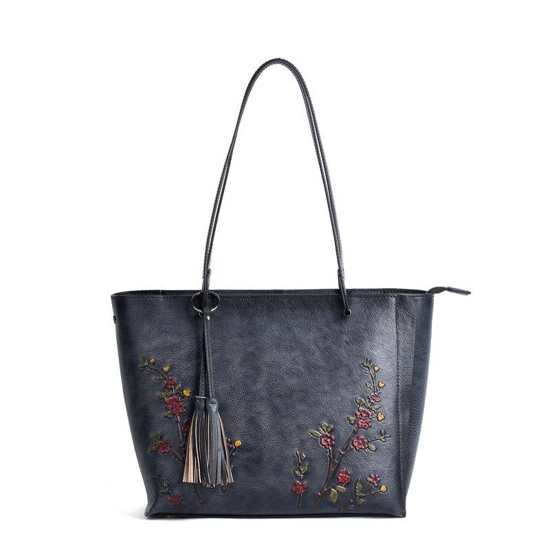 Rossie Viren Women's  Vintage Leather Large Tote Shopper Bag-2