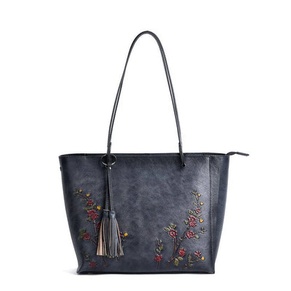 Rossie Viren Women's  Vintage Leather Large Tote Shopper Bag-2