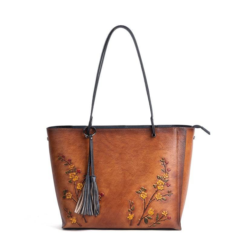 Rossie Viren Women's  Vintage Leather Large Tote Shopper Bag-0