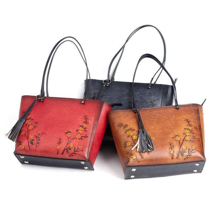 Rossie Viren Women's  Vintage Leather Large Tote Shopper Bag-4
