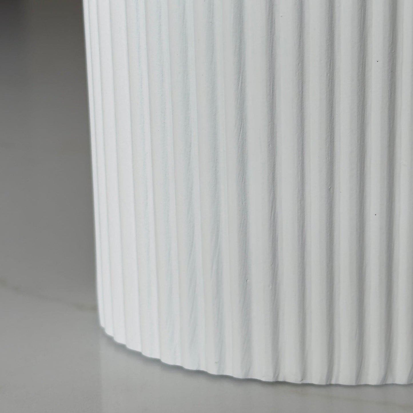 Flutini | White Fluted Oval Stone Resin Indoor Plant Pots (2 Pot Set)