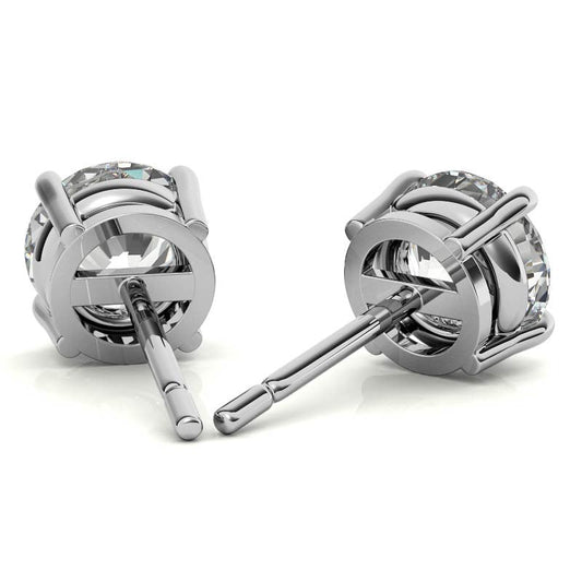 4.00 CTW AGI Certified Lab Grown Diamond Stud Earrings in 14K White or Yellow Gold - G Color VS Clarity-1