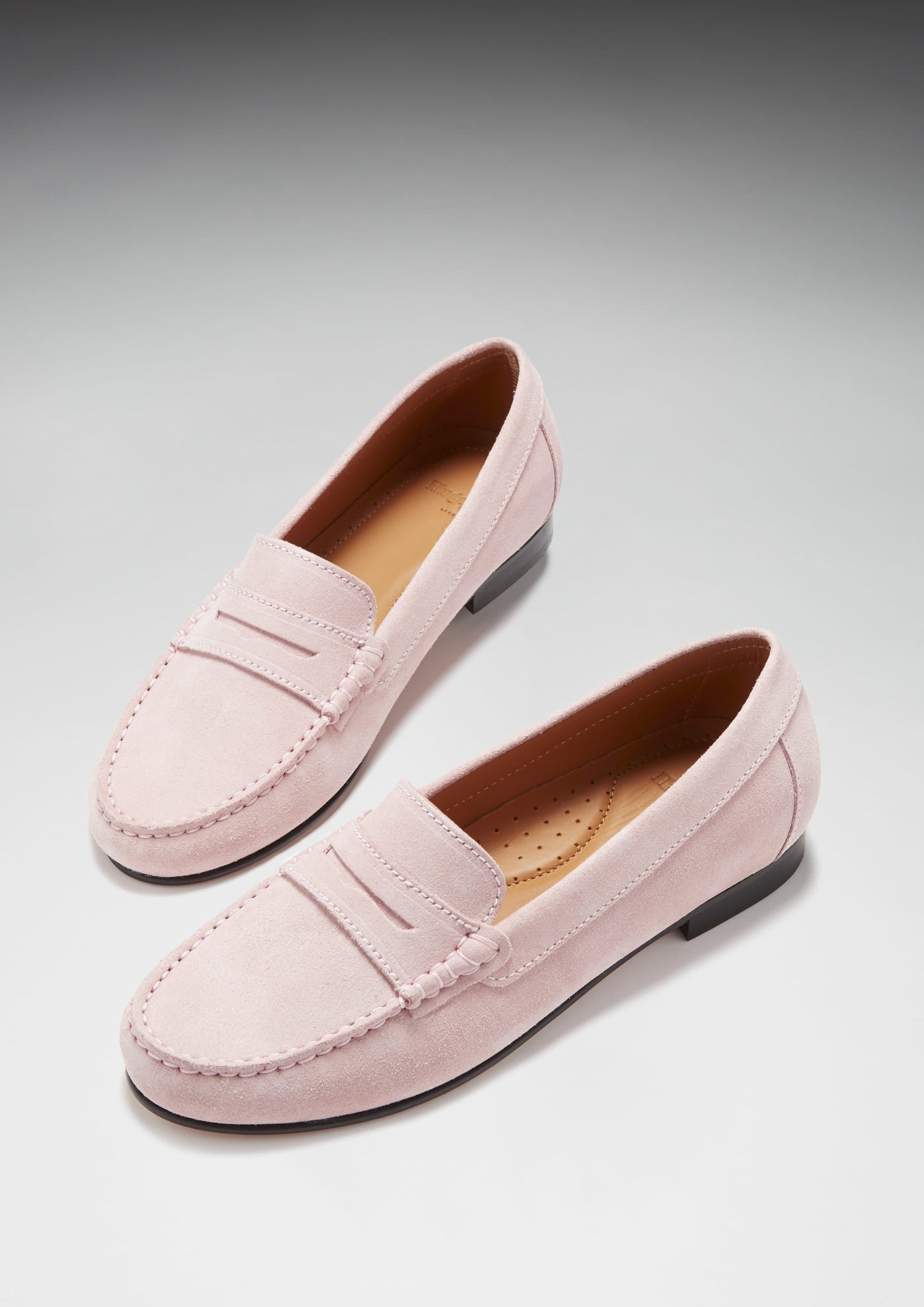 Women's Penny Loafers Leather Sole, ice pink suede-1