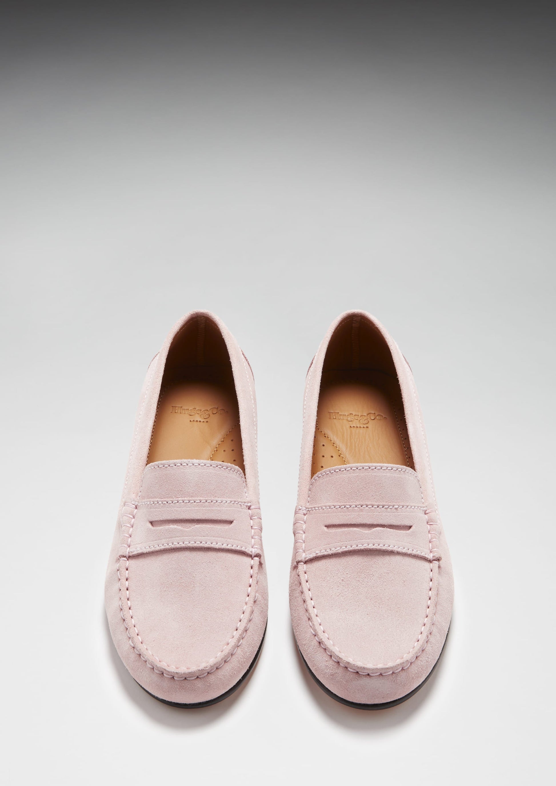Women's Penny Loafers Leather Sole, ice pink suede-2