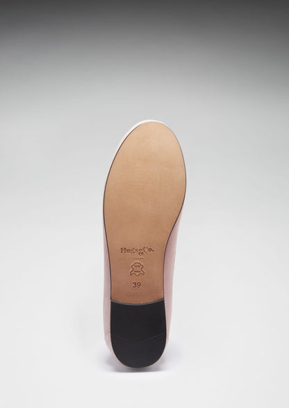 Women's Penny Loafers Leather Sole, ice pink suede-3