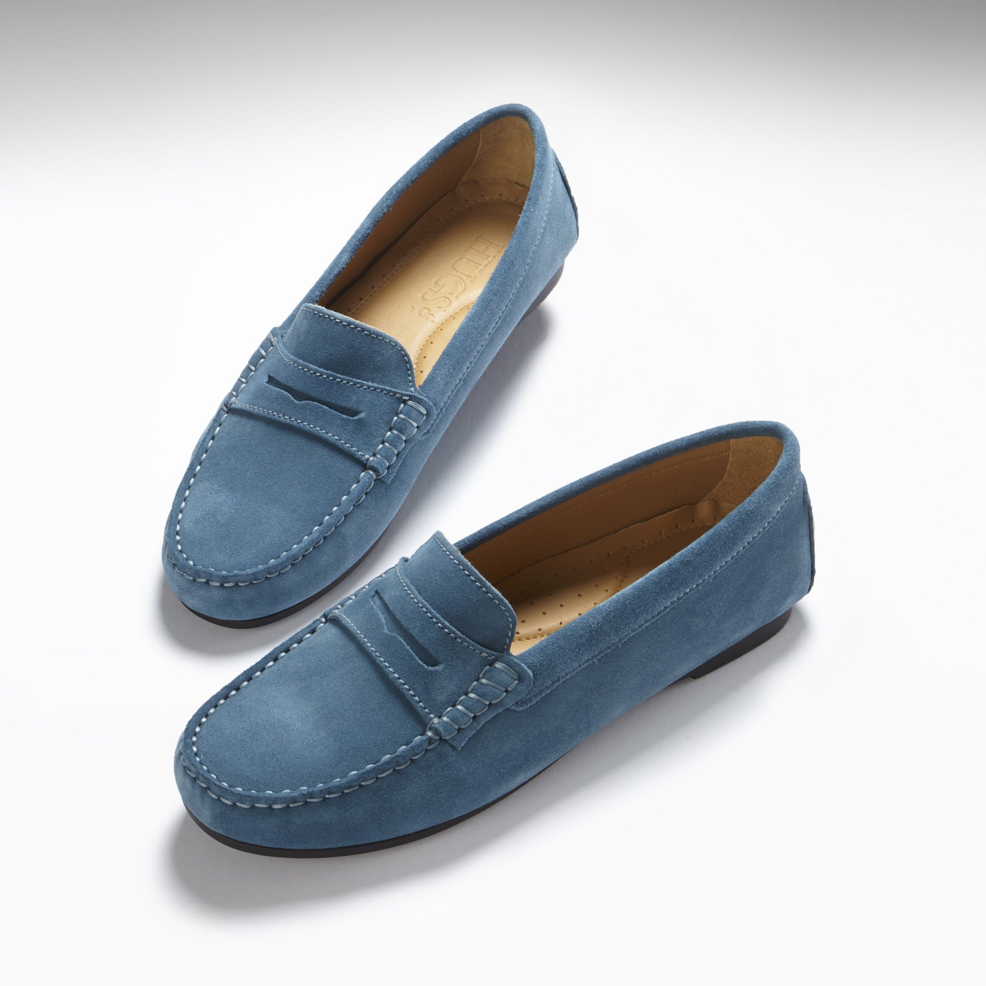 Women's Penny Driving Loafers Full Rubber Sole, teal suede-1