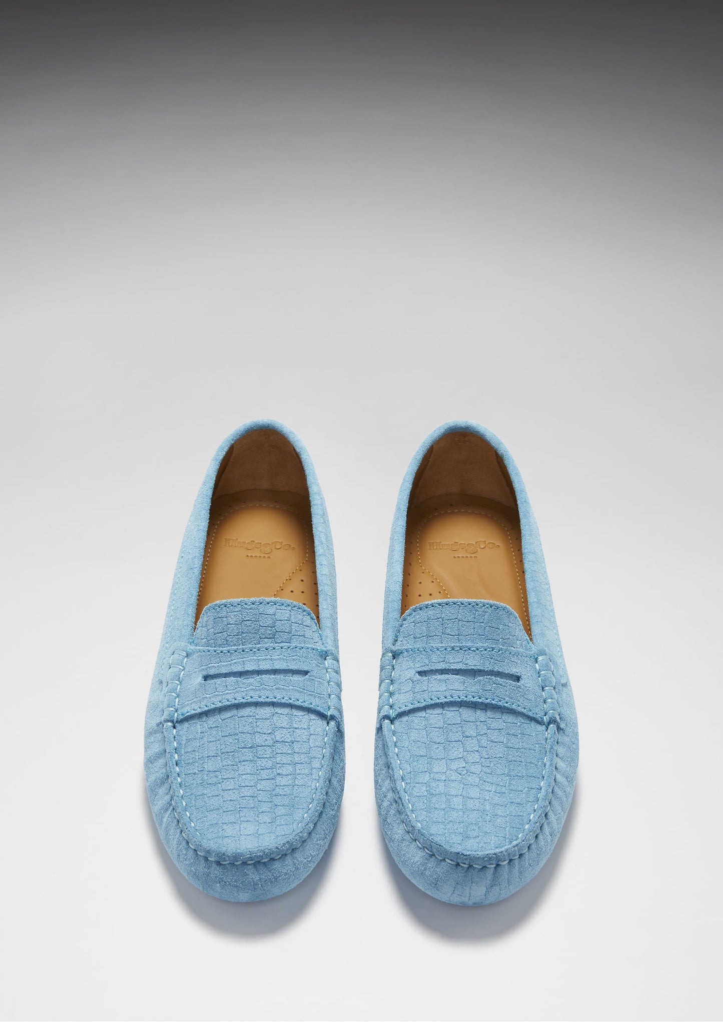 Women's Penny Driving Loafers, blue embossed suede-3