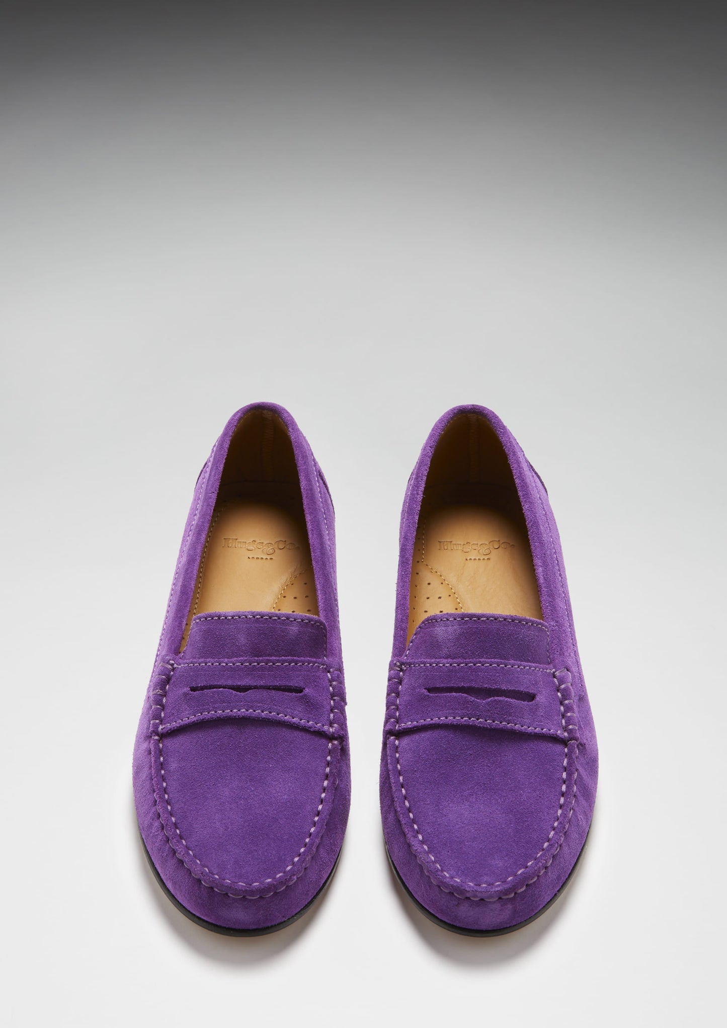 Women's Penny Loafers Leather Sole, purple suede-2