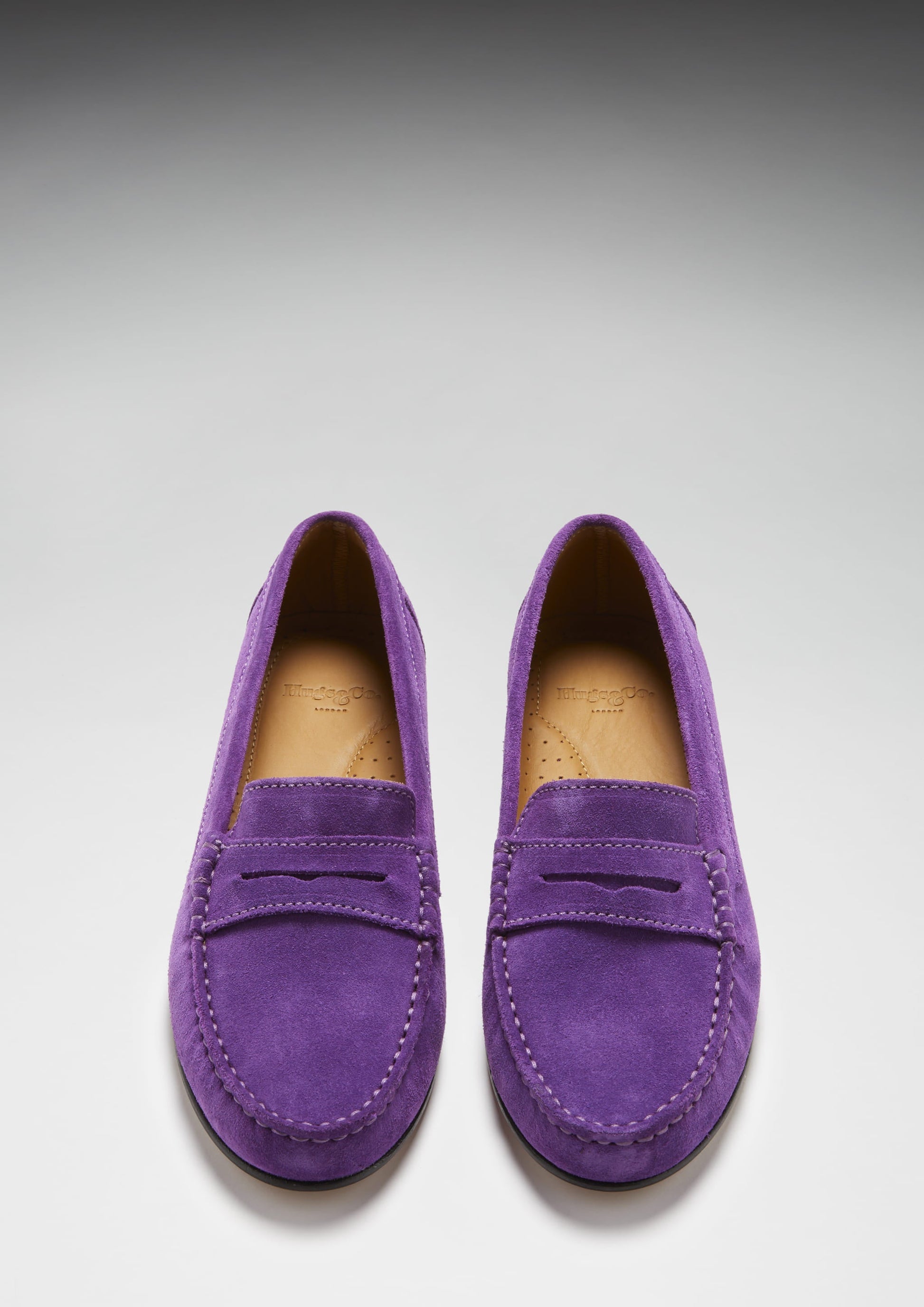 Women's Penny Loafers Leather Sole, purple suede-2