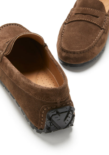 Women's Tyre Sole Penny Loafers, brown suede-3