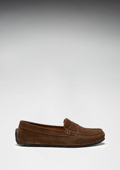 Women's Tyre Sole Penny Loafers, brown suede-2